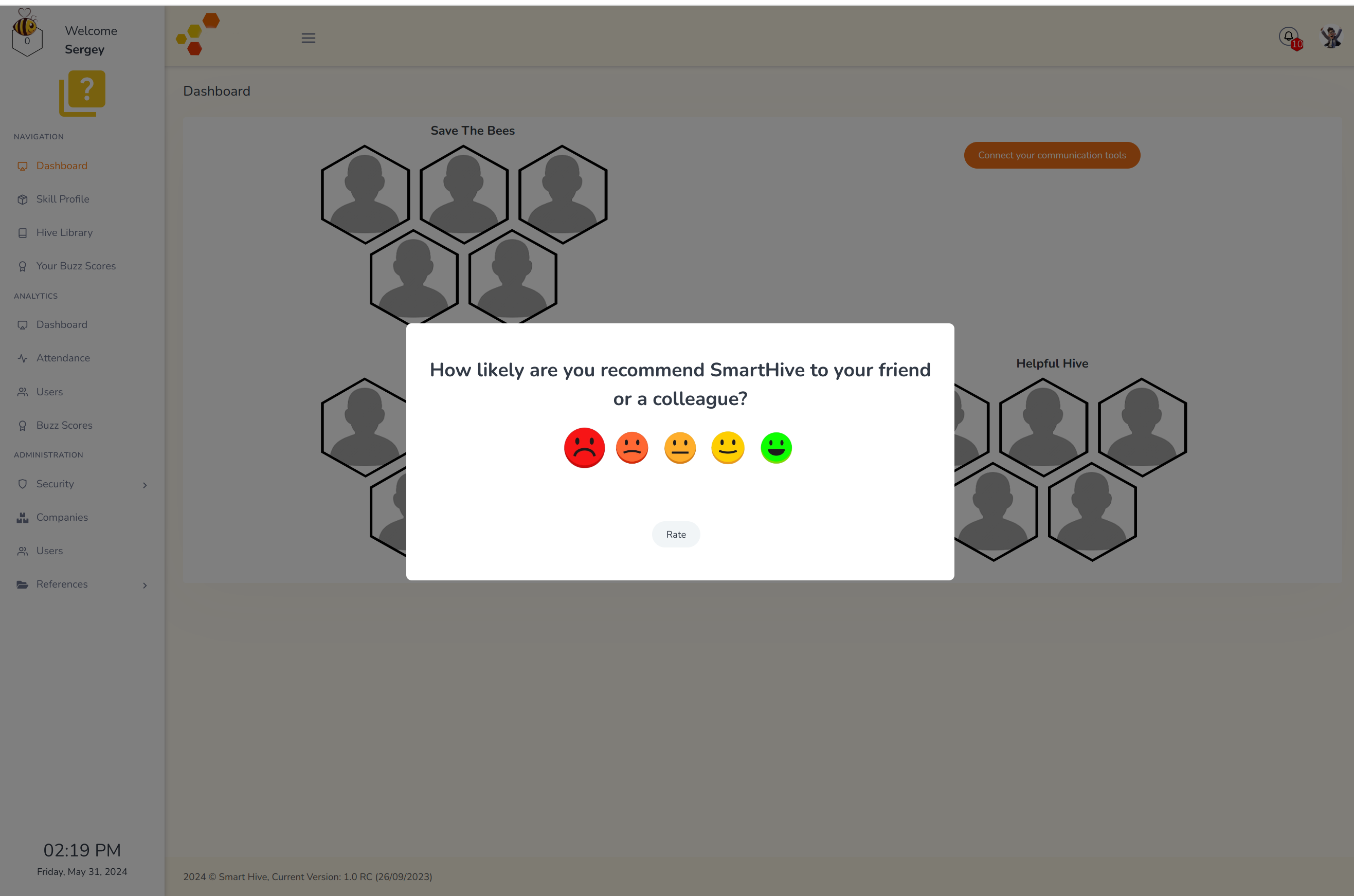 Modal rating window
